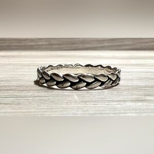 Vintage Designer Signed IBB Sterling Silver Wheat Ring, Size 8.5, 1.4g